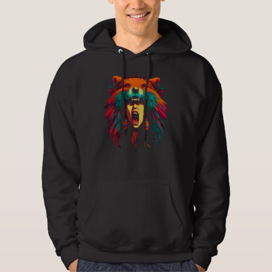 Woman Wolf Head Native American Culture Hoodie (Voorkant)
