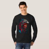 Woman Wolf Head Native American Interconnected T-shirt (Voorkant volledig)