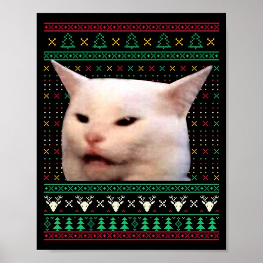 Woman Yelling At A Cat Ugly X-mas Sweaters Funny M Poster (Voorkant)
