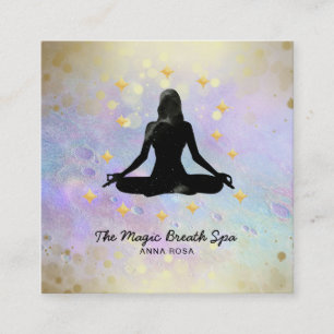 *~ Woman Yoga Gold Meditation Mindfulness Glitter Vierkante Visitekaartje