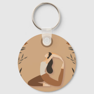 Woman yoga pose moon spiritueel witchy sleutelhanger