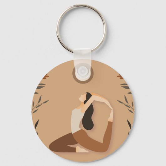 Woman yoga pose moon spiritueel witchy sleutelhanger (Voorkant)