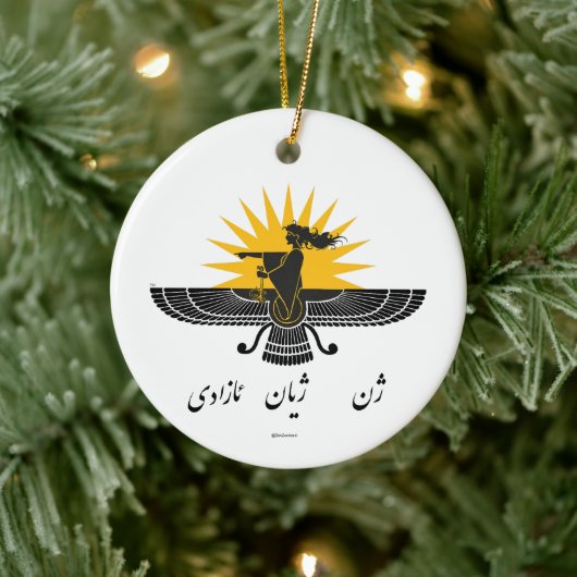 WomanLifeFreedom 2-Sided Kurdish Ceramic Ornament (Boom)