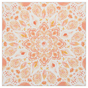 WOMANLY FORCES Coral Lotus Waterverf Mandala Stof