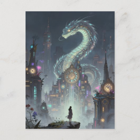 Womanon a Precipice Overlooking on Ancient City Briefkaart (Voorkant)