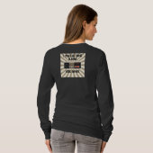 Woman's Black Long Sleeve Retro Design voor hardlo T-shirt (Achterkant volledig)