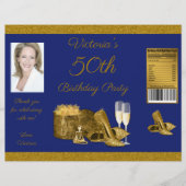 Womans Blue Gold Birthday Chip Bag Wrapper Flyer (Voorkant)