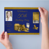 Womans Blue Gold Birthday Chip Bag Wrapper Flyer (Hand)