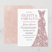 Womans Budget 80th Birthday Party Dress Uitnodigin (Voorkant / Achterkant)