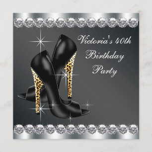 Womans Chic Black Birthday Party Kaart