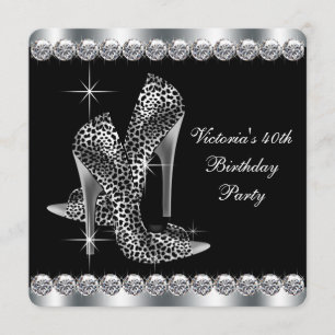 Womans Elegant Black Birthday Party Kaart