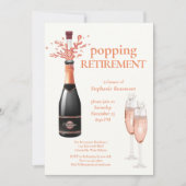 Woman's Elegant Popping Champagne Retirement Kaart (Voorkant)