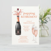 Woman's Elegant Popping Champagne Retirement Kaart (Staand voorkant)