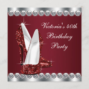 Womans Elegant Ruby Red Birthday Party Kaart