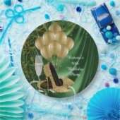 Womans Emerald Gold Birthday Party Paper Borden Papieren Bordje (Feest)