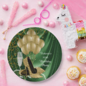 Womans Emerald Gold Birthday Party Paper Borden Papieren Bordje (Feest)