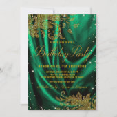 Womans Emerald Green Gold Birthday Party Kaart (Voorkant)