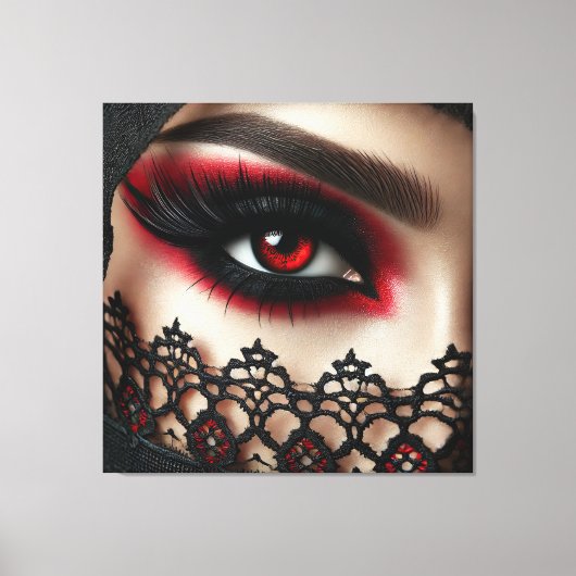 Woman's eye with a striking red iris canvas afdruk (Voorkant)