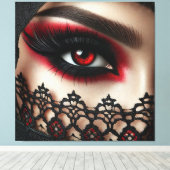 Woman's eye with a striking red iris canvas afdruk (Insitu (Houten vloer))