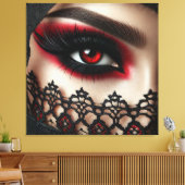 Woman's eye with a striking red iris canvas afdruk (Insitu (Woonkamer))