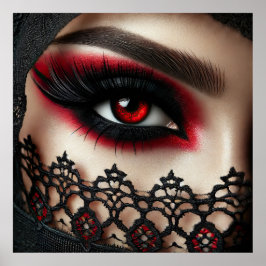 Woman's eye with a striking red iris poster