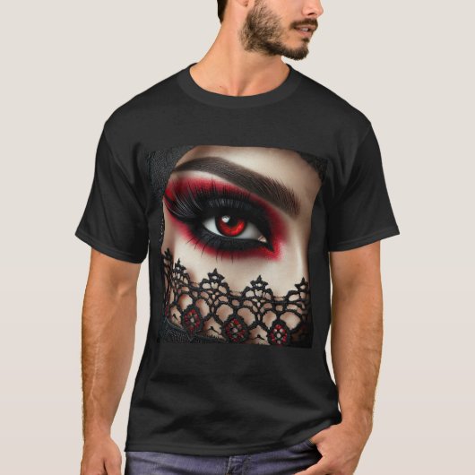 Woman's eye with a striking red iris t-shirt (Voorkant)