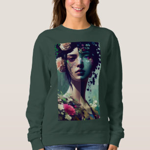 Woman's Face Bloemen Collage Trui