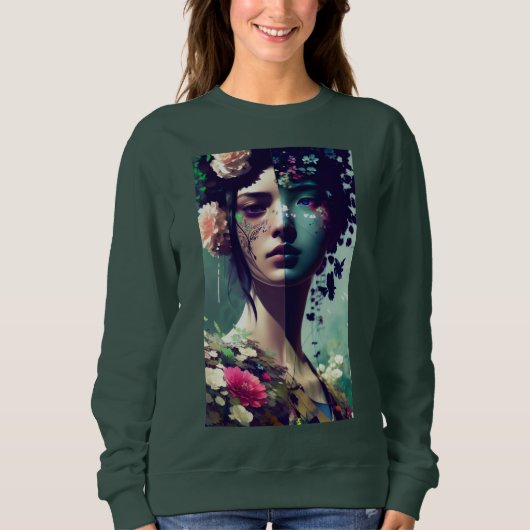 Woman's Face Bloemen Collage Trui (Voorkant)