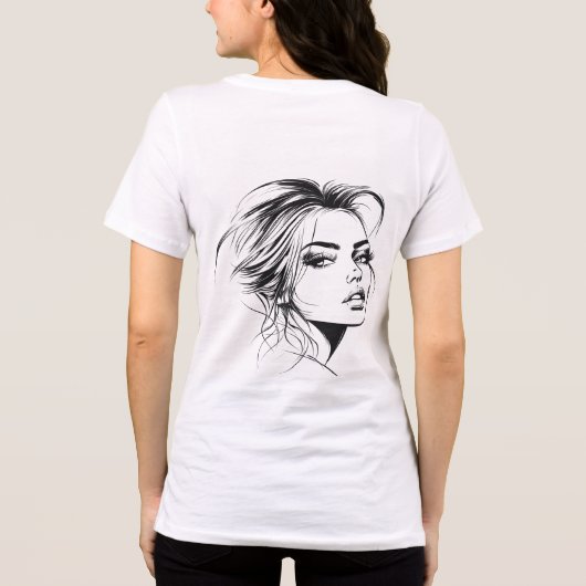 Woman's Face Drawing Tri-Blend Shirt (Achterkant)