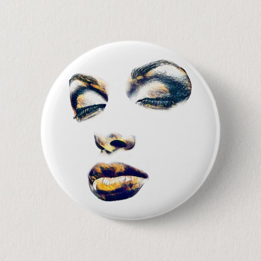 Womans Face Gold Makeup Abstracte pop Ronde Button 5,7 Cm (Voorkant)