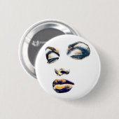Womans Face Gold Makeup Abstracte pop Ronde Button 5,7 Cm (Voorkant /achterkant)