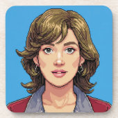Woman's Face Pixel Art Onderzetter Set (Voorkant)
