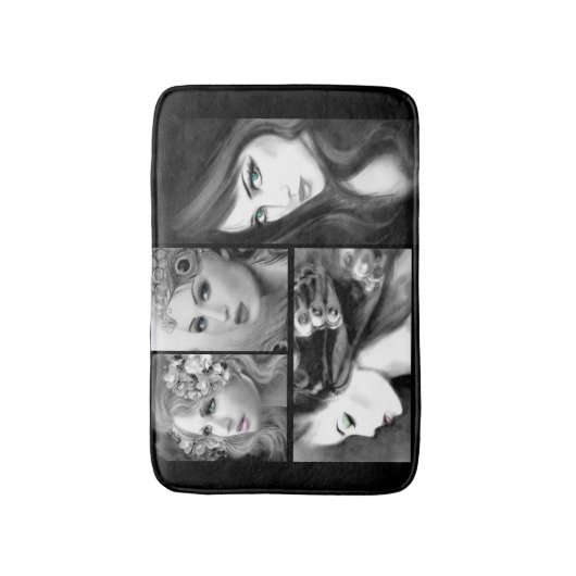 Womans fantasie sprookjescollage badmat (Voorkant Verticaal)