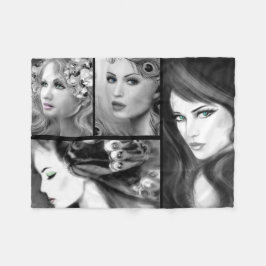 Womans fantasie sprookjescollage fleece deken