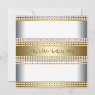 Womans Gold 50th Birthday Party Kaart