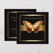 Womans Gold Butterfly Elegant 50ste verjaardagsfee Kaart (Voorkant / Achterkant)