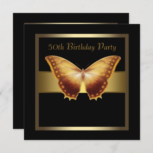 Womans Gold Butterfly Elegant 50ste verjaardagsfee Kaart (Voorkant / Achterkant)