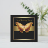 Womans Gold Butterfly Elegant 50ste verjaardagsfee Kaart (Staand voorkant)
