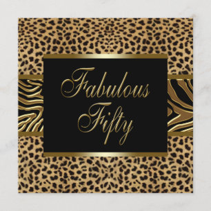 Womans Gold Leopard Zebra 50e verjaardag Kaart