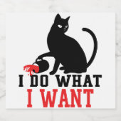 Woman's I Do What I Want Sassy Black Cat Coffee Sparkling Wijnetiket (Enkel label)