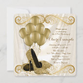 Womans Ivory and Gold Birthday Party Glamor Satin Kaart (Voorkant)