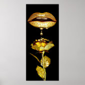 Womans Lips Drift Liquid Gold-make-up Art Poster (Voorkant)