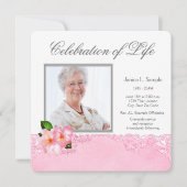 Womans Pink Photo Memorial Service aankondiging (Voorkant)