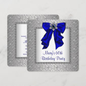 Womans Royal Blauw en Zilver Verjaardagsfeest Kaart (Voorkant / Achterkant)