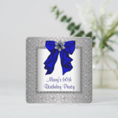 Womans Royal Blauw en Zilver Verjaardagsfeest Kaart (Staand voorkant)