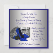 Womans Royal Blauw en Zilver Verjaardagsfeest Kaart (Achterkant)