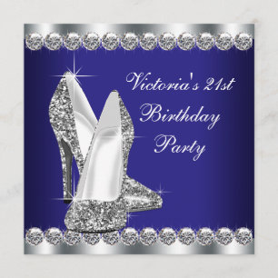 Womans Royal Blue Birthday Party Kaart
