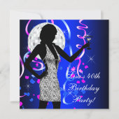 Womans Royal Blue Birthday Party Kaart (Voorkant)