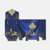 Womans Royal Blue Gold Birthday Party Bedankdoosjes (Uitgevouwen)