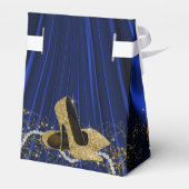 Womans Royal Blue Gold Birthday Party Bedankdoosjes (Achterkant)